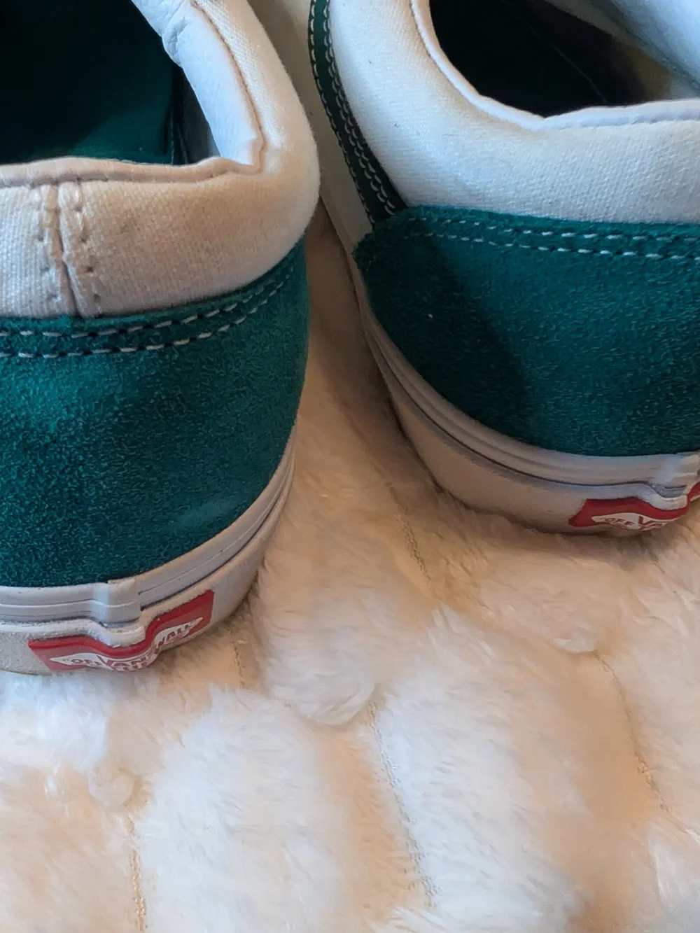 Vans Old Skool Teal Green White Canvas Suede Skate Shoes Men's 10 / Women's 11.5